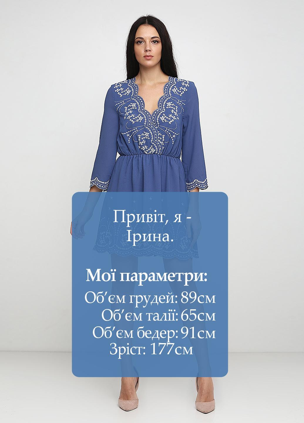 Синее кэжуал платье а-силуэт H&M с орнаментом