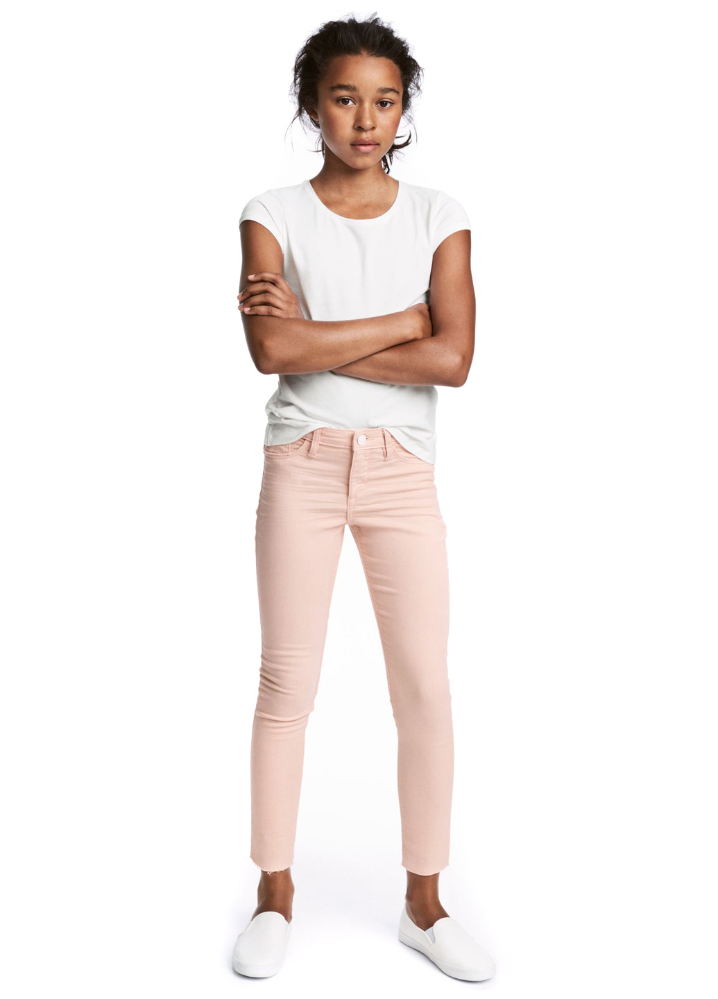 Пудровые демисезонные скинни джинсы H&M