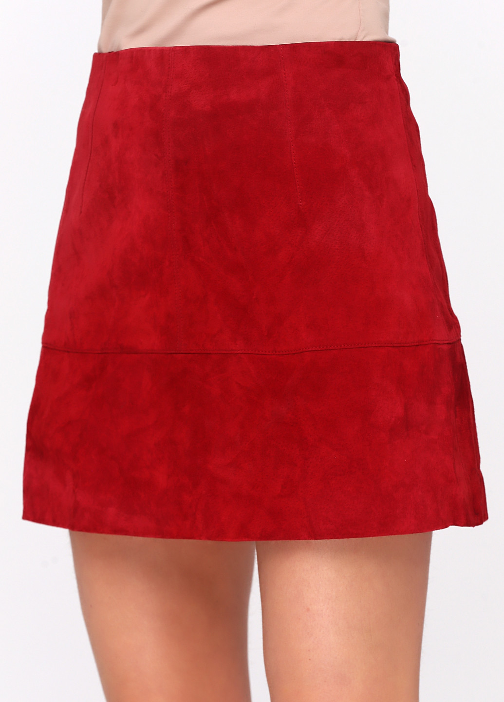 Светло-бордовая кэжуал однотонная юбка H&M а-силуэта (трапеция)