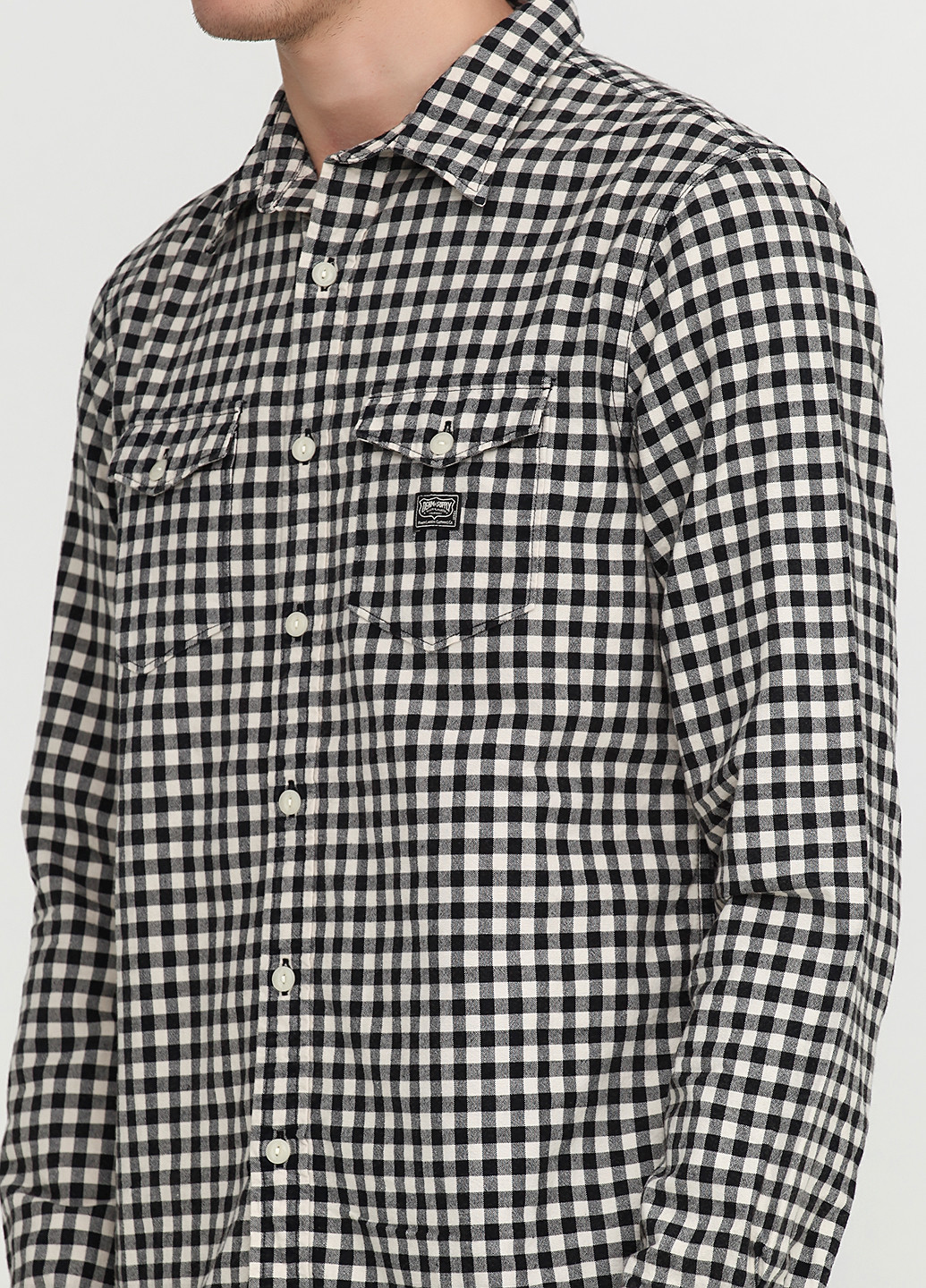 Черная кэжуал рубашка в клетку Ralph Lauren с длинным рукавом