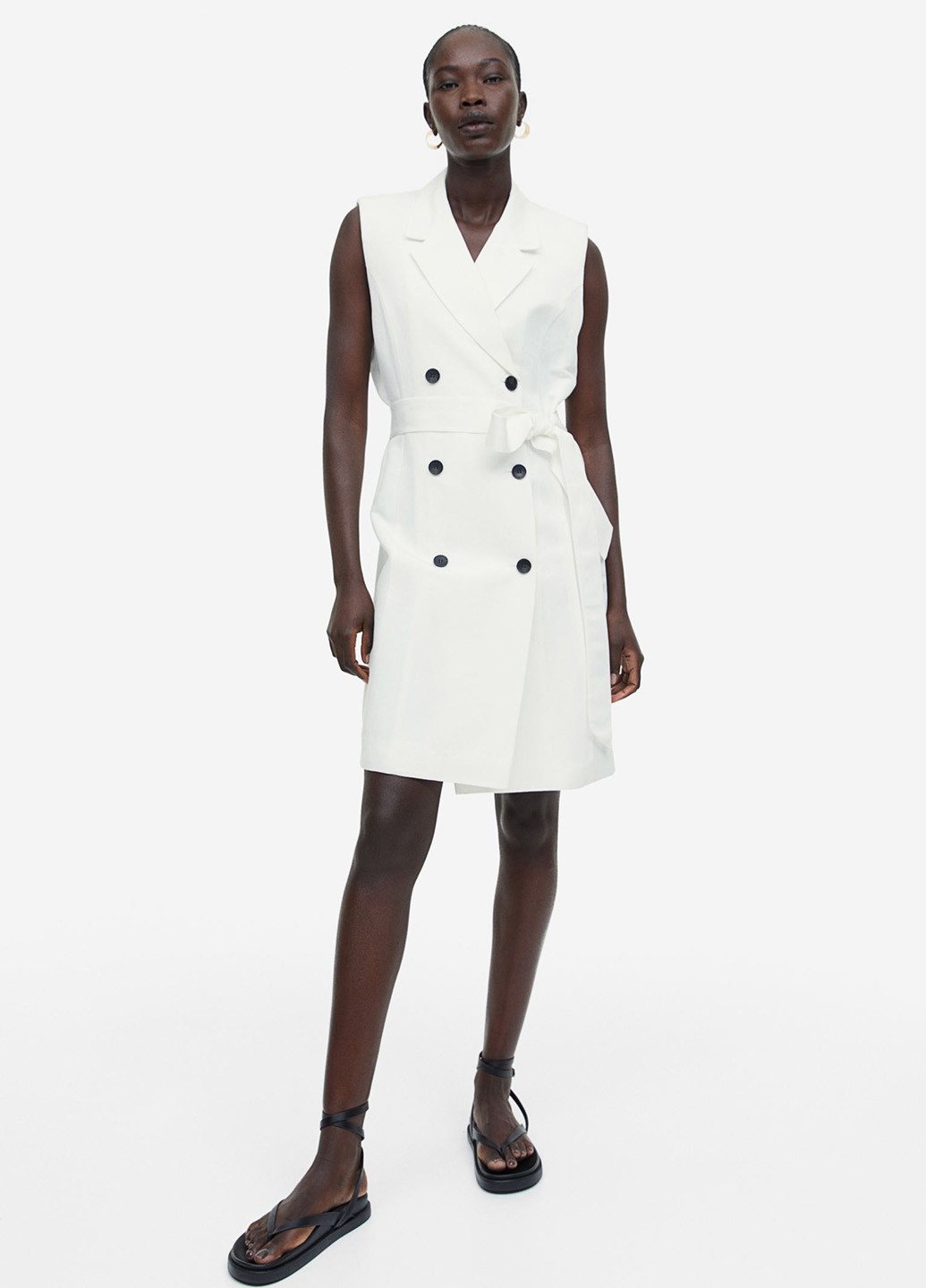 Белое кэжуал платье платье-жакет H&M однотонное