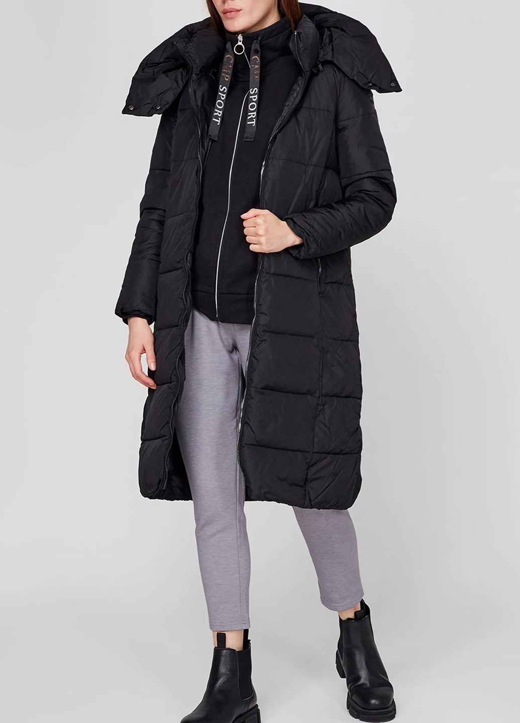 Черная черная куртка woman coat zip hood CMP