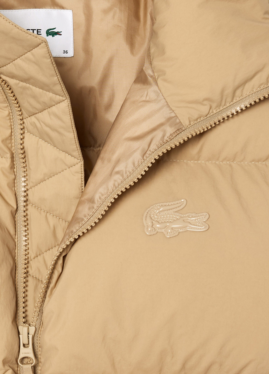 Темно-бежевый демисезонный Пуховик Lacoste