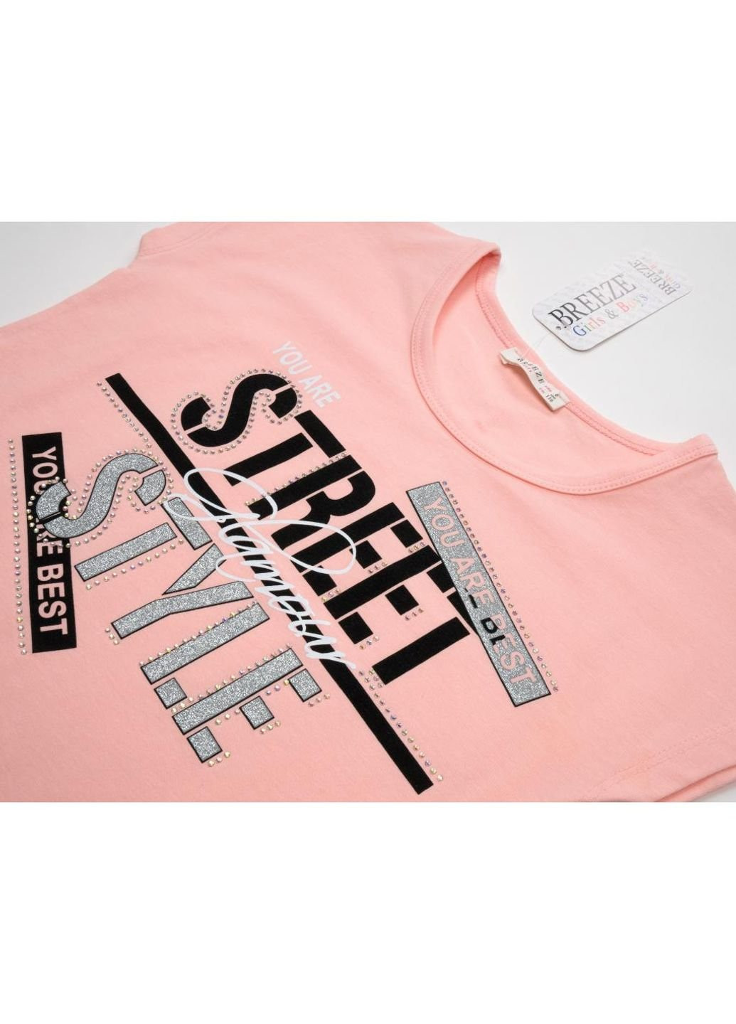 Персикова літня футболка дитяча "street style" (14309-128g-peach) Breeze