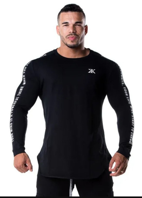 Чоловічий лонгслів ECHT однотонний чорний спортивні