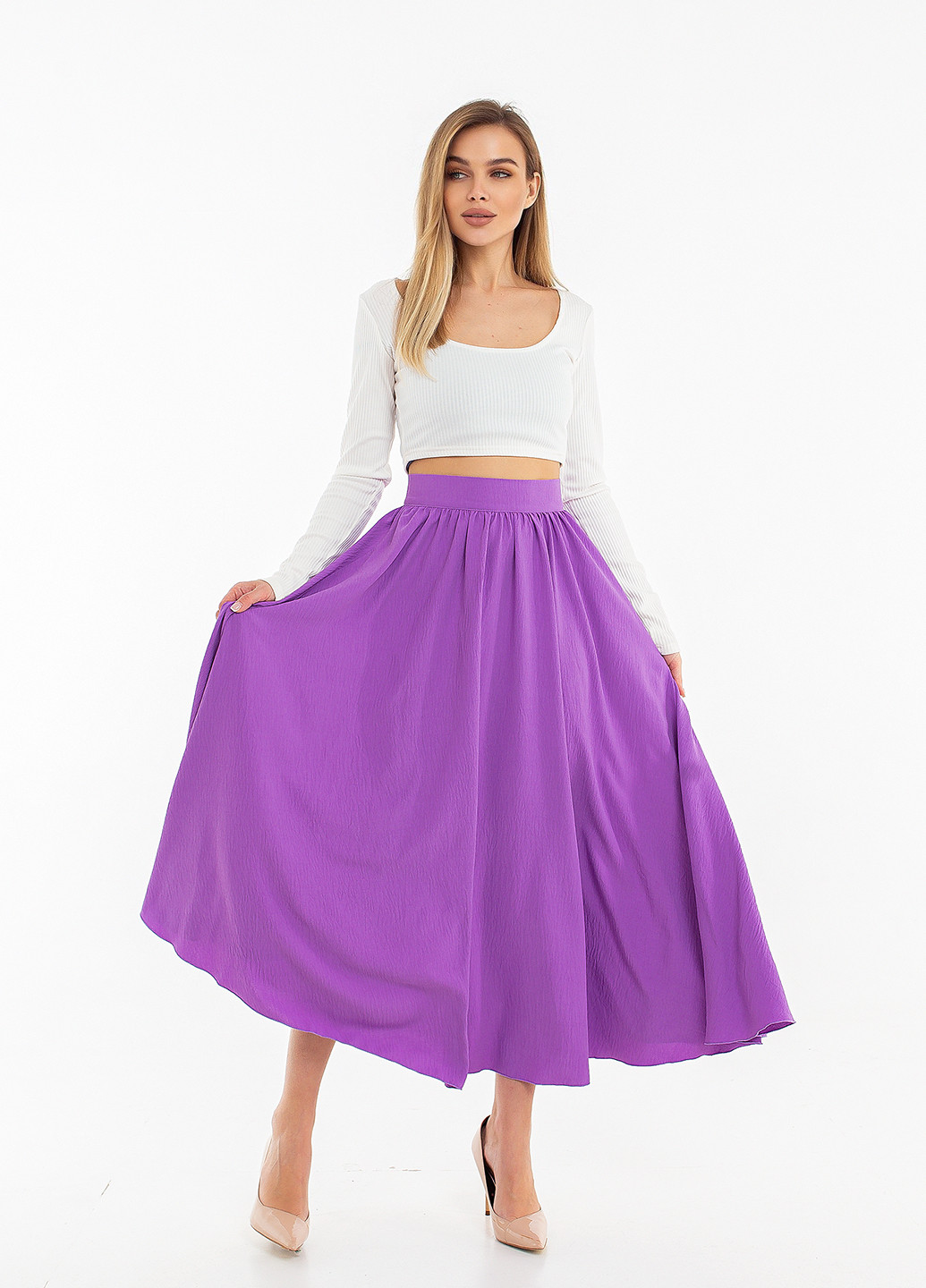 Фиолетовая кэжуал однотонная юбка Elfberg клешированная