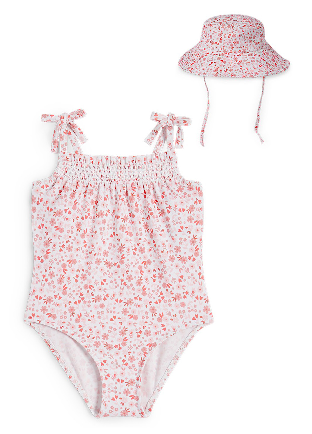 Белый летний комплект (купальник, панама) слитный C&A