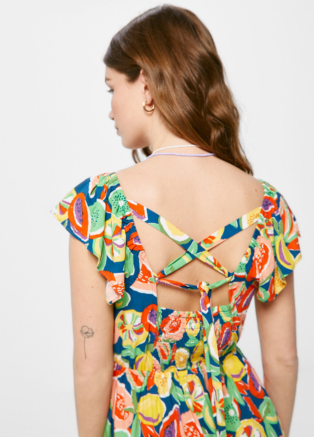 Комбинированное кэжуал платье с открытой спиной Springfield с рисунком