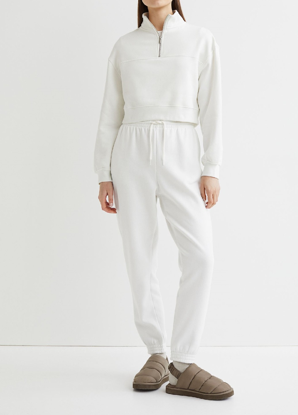 Свитшот H&M - крой однотонный белый кэжуал - (255601228)