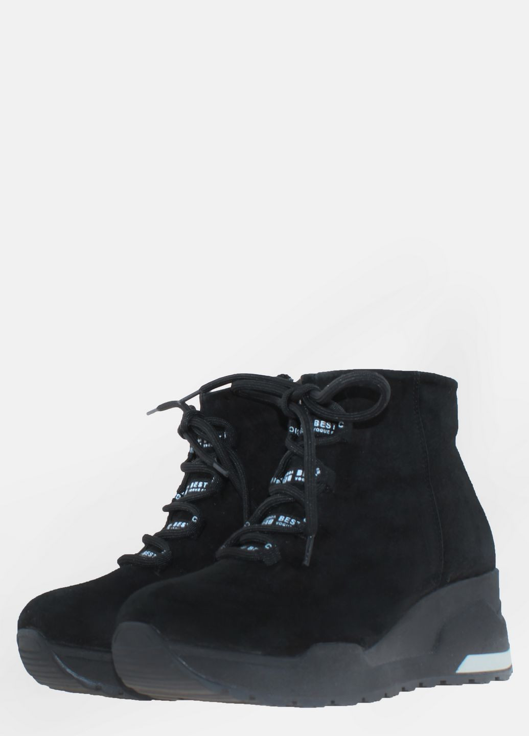 Зимние ботинки r1535-11 черный Carvallio из натуральной замши