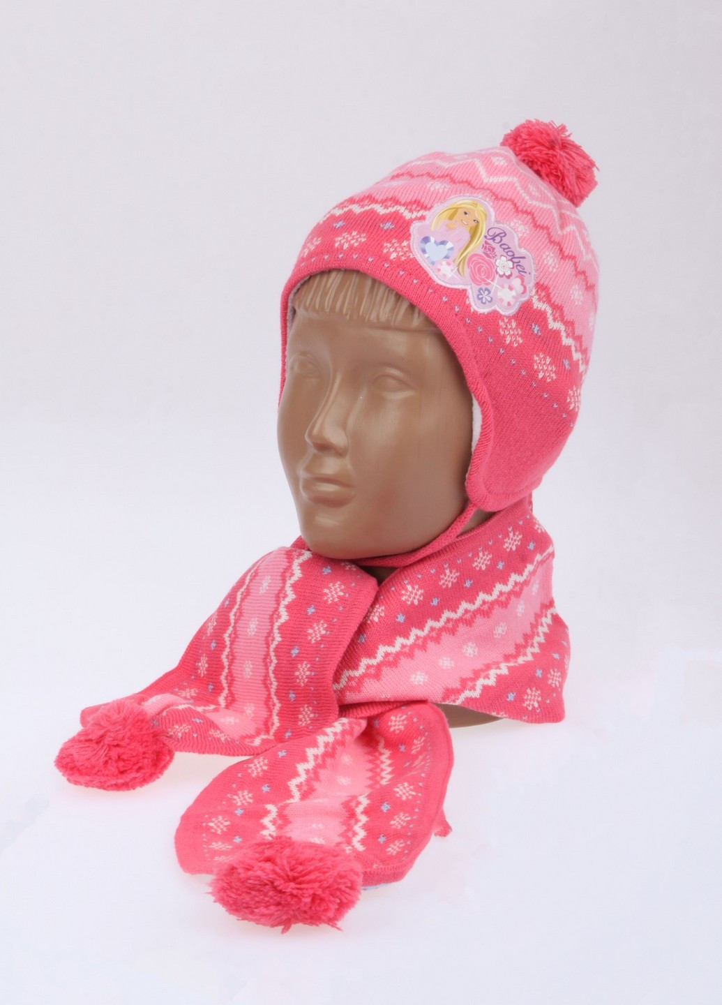 Розовый комплект(шапка,шарф) Baobei
