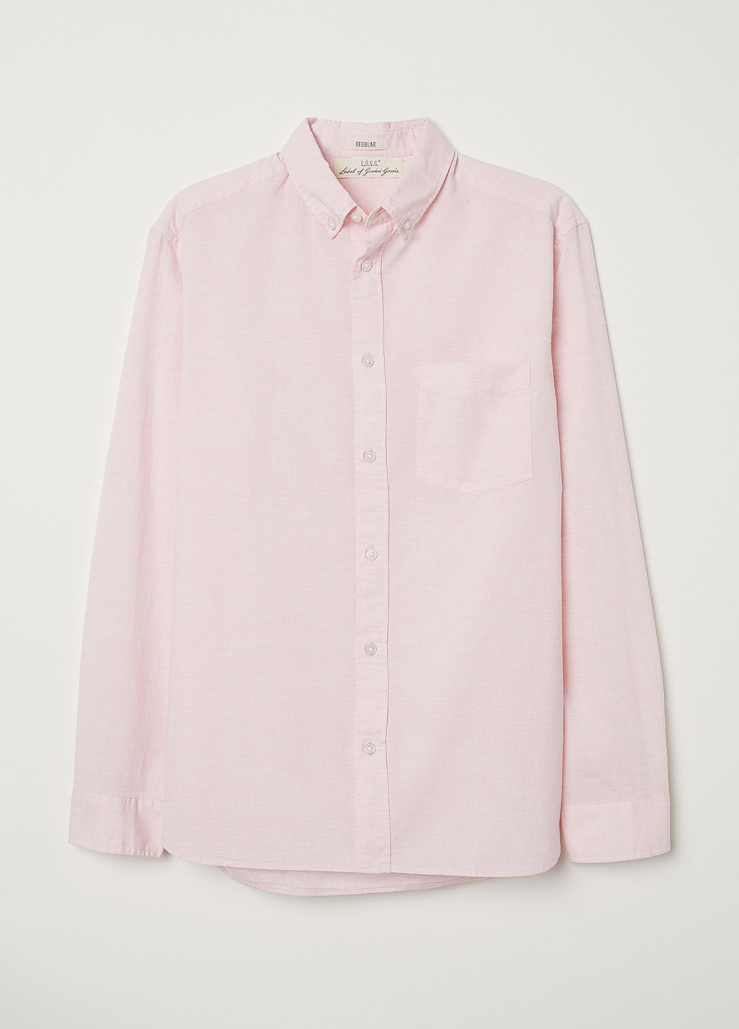 Сорочка H&M однотонна світло-рожева кежуал бавовна, поплін