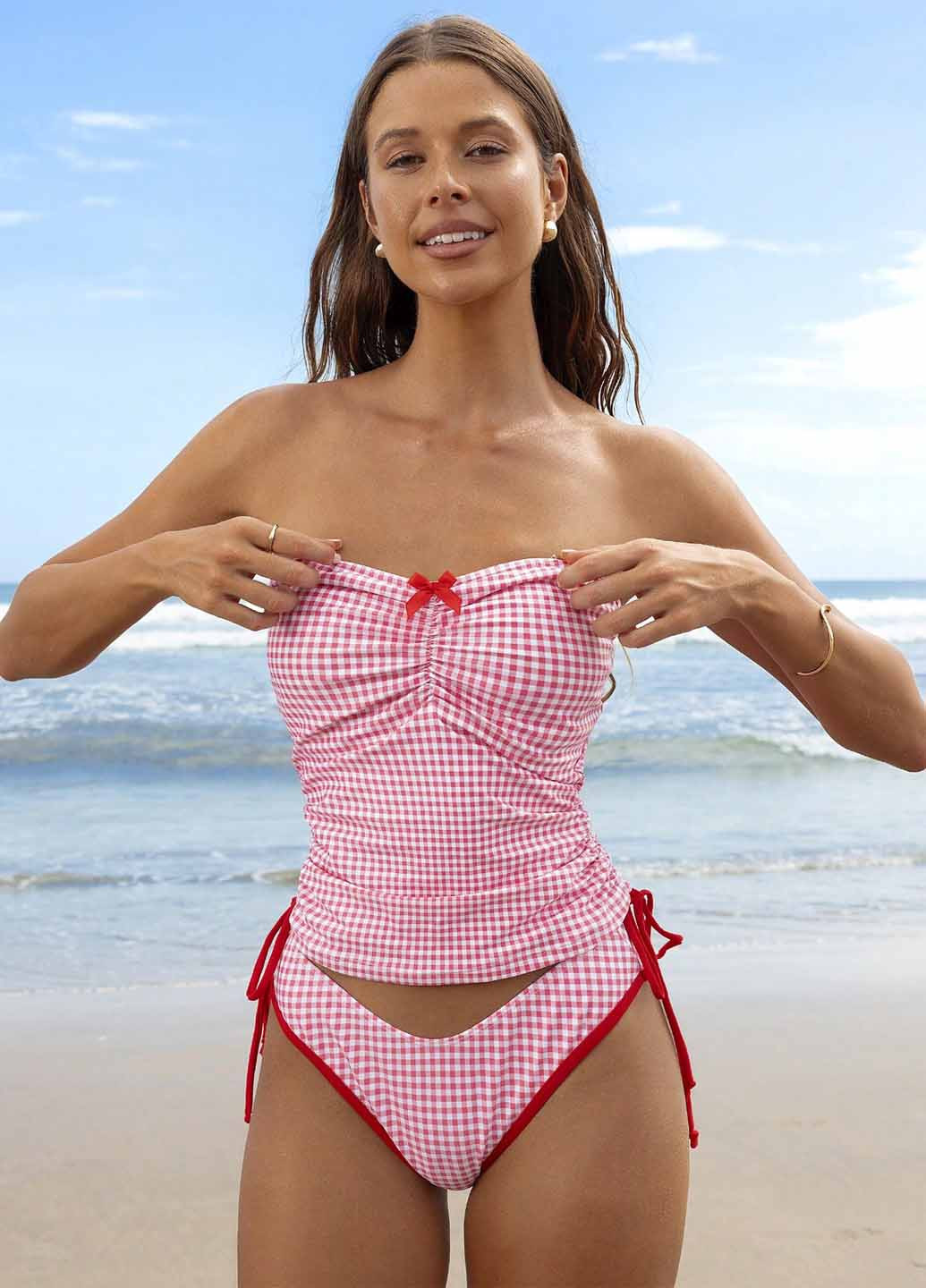 Комбинированный летний купальник (топ, трусики) топ, раздельный SHEIN