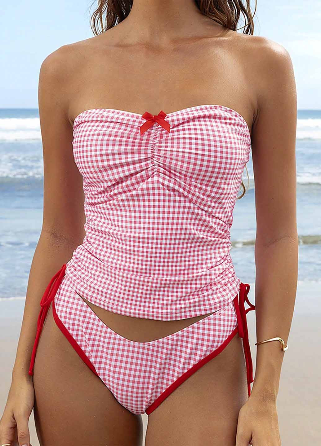 Комбинированный летний купальник (топ, трусики) топ, раздельный SHEIN