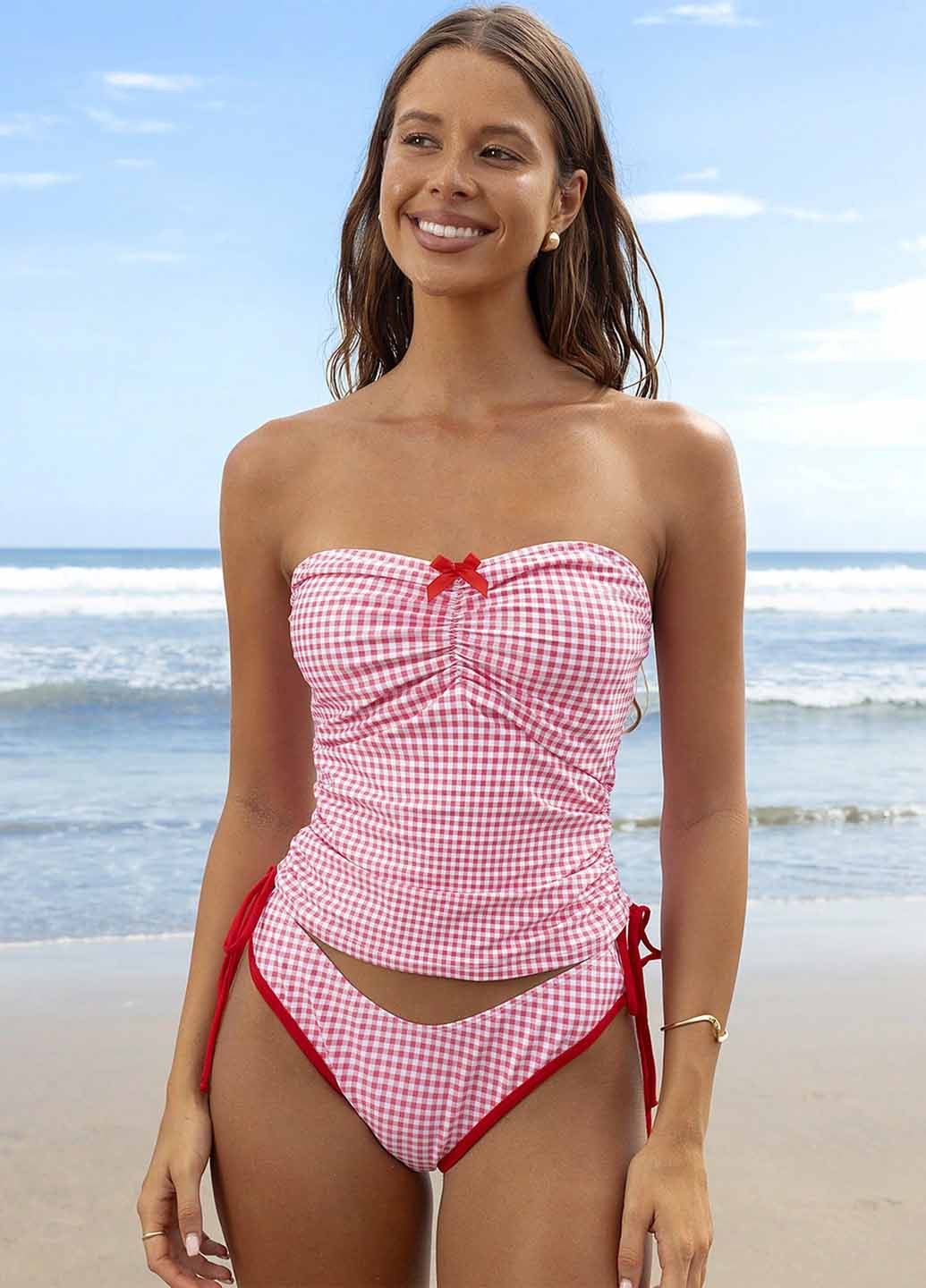 Комбинированный летний купальник (топ, трусики) топ, раздельный SHEIN