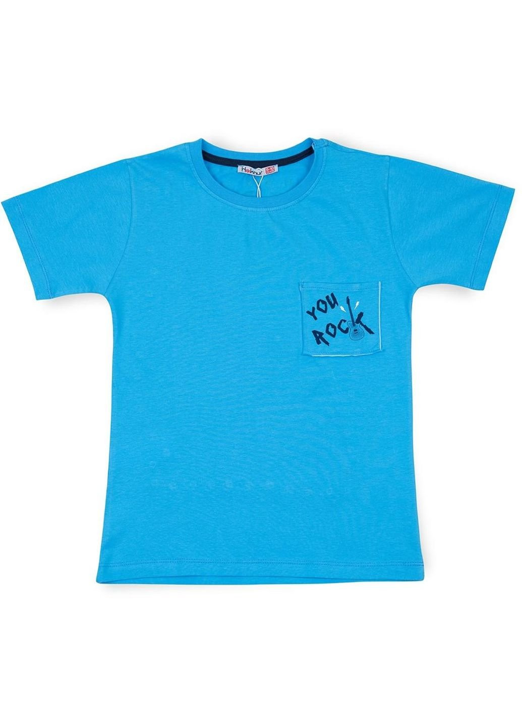 Блакитна літня футболка дитяча "rock" (7181-152b-blue) Haknur