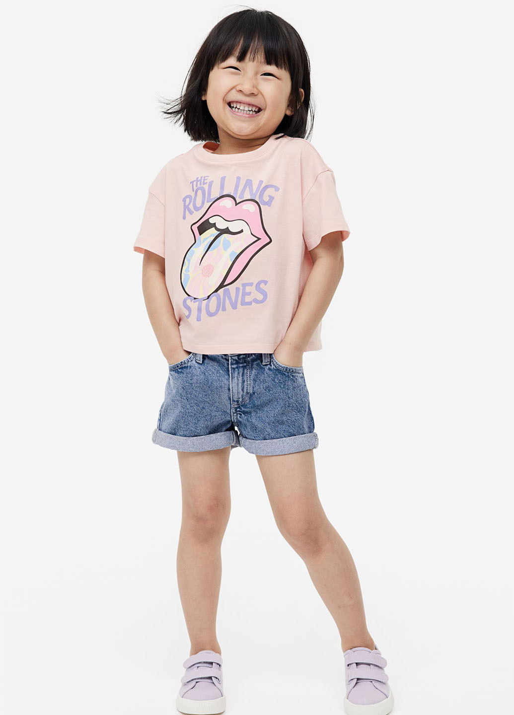 Розовый летний комплект (футболка, шорты) H&M