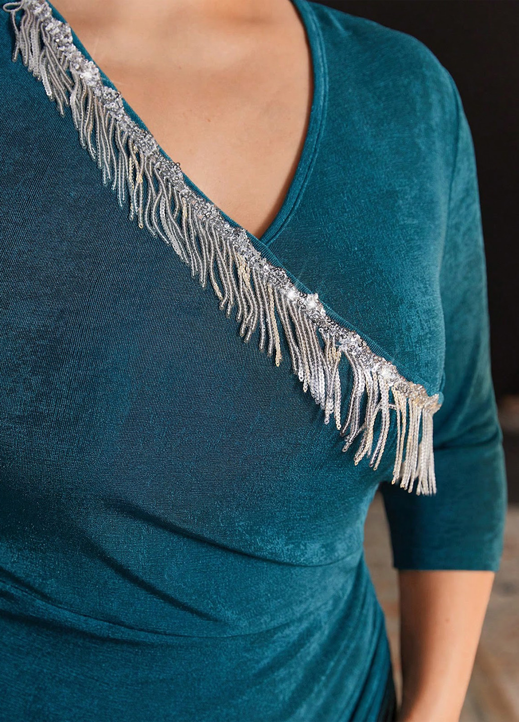 Морской волны коктейльное, вечернее платье на запах, футляр SHEIN однотонное