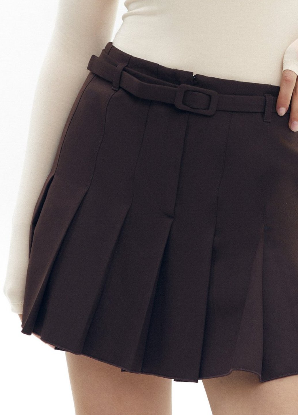 Коричневая кэжуал однотонная юбка Gepur плиссе