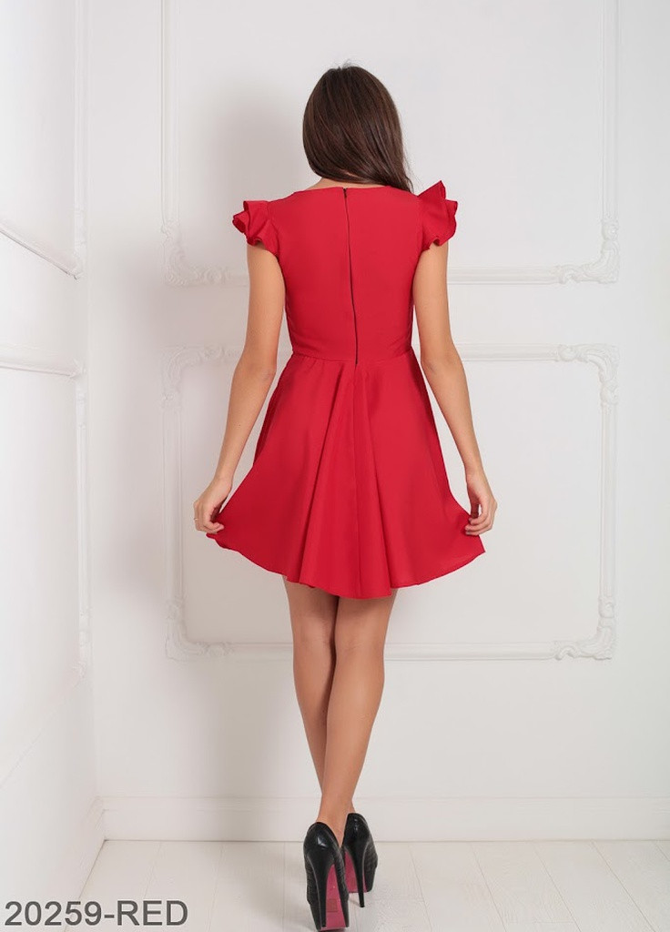 Красное кэжуал романтичное кукольное платье с рукавами воланами impala красный Podium однотонное