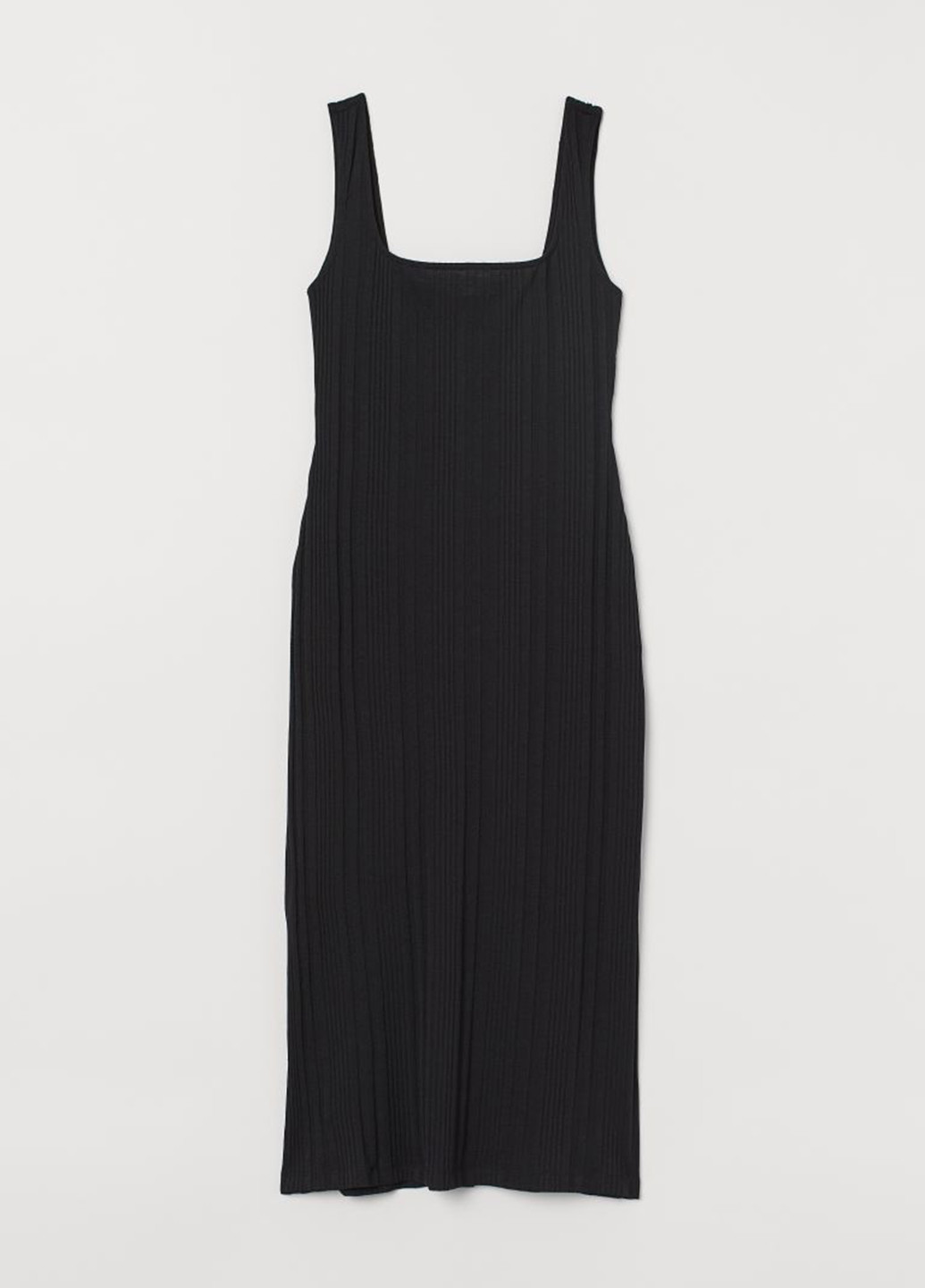 Черное кэжуал платье платье-майка, футляр H&M однотонное