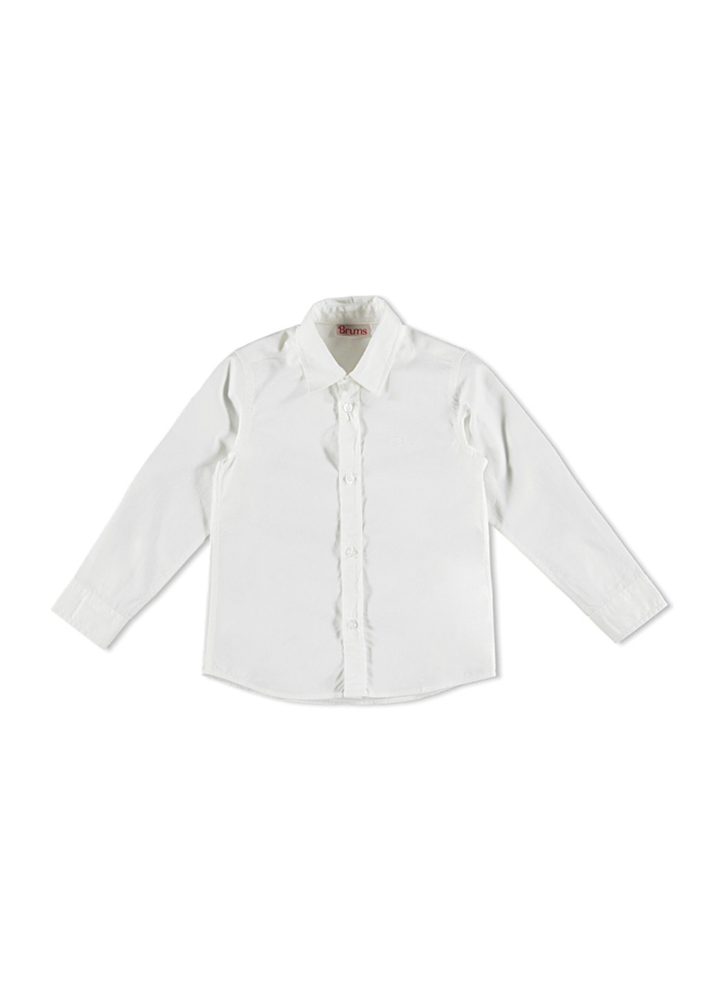 Белая кэжуал рубашка однотонная Brums с длинным рукавом