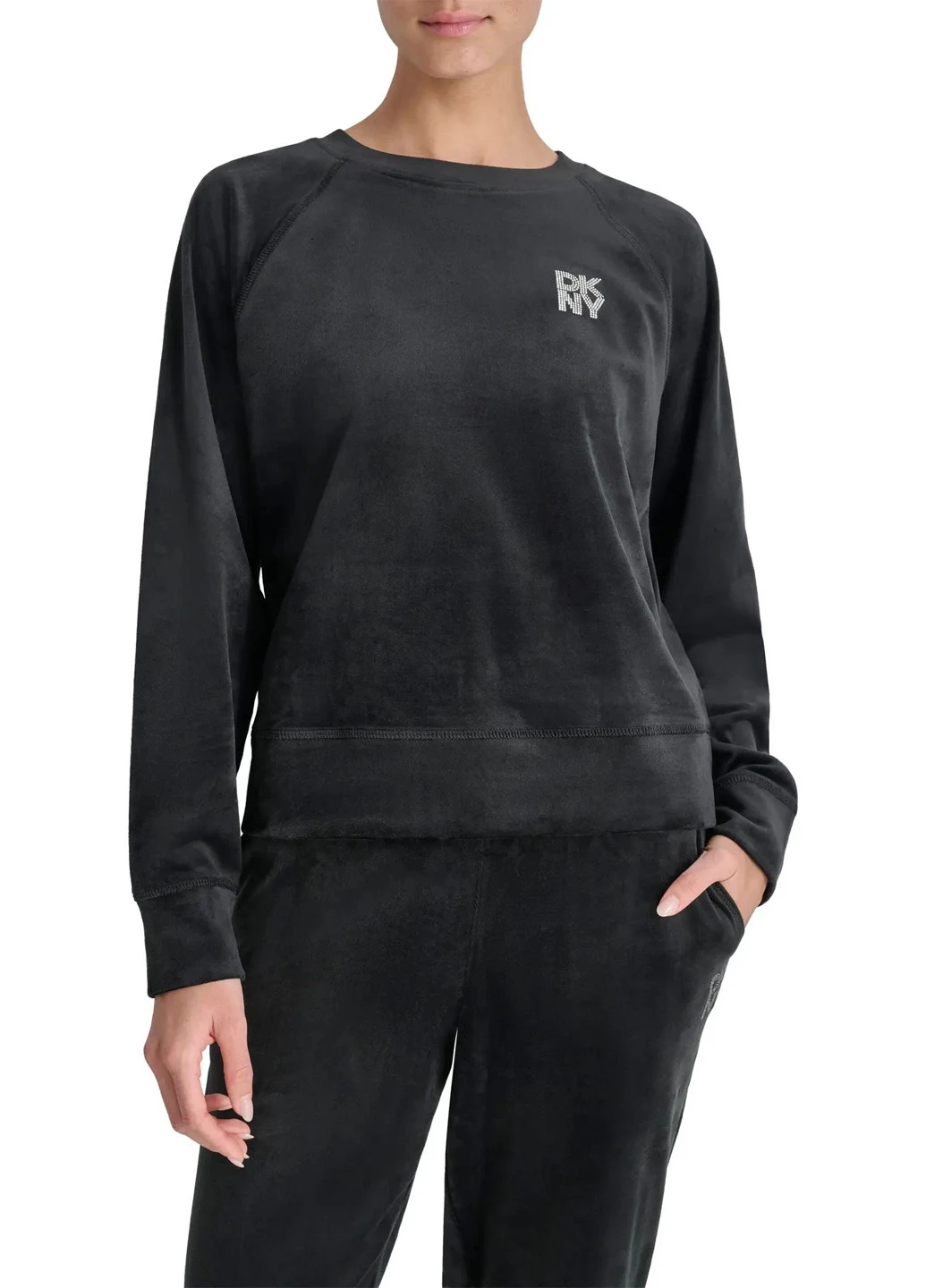 Чорний світшот DKNY однотонний стрази (326641633)