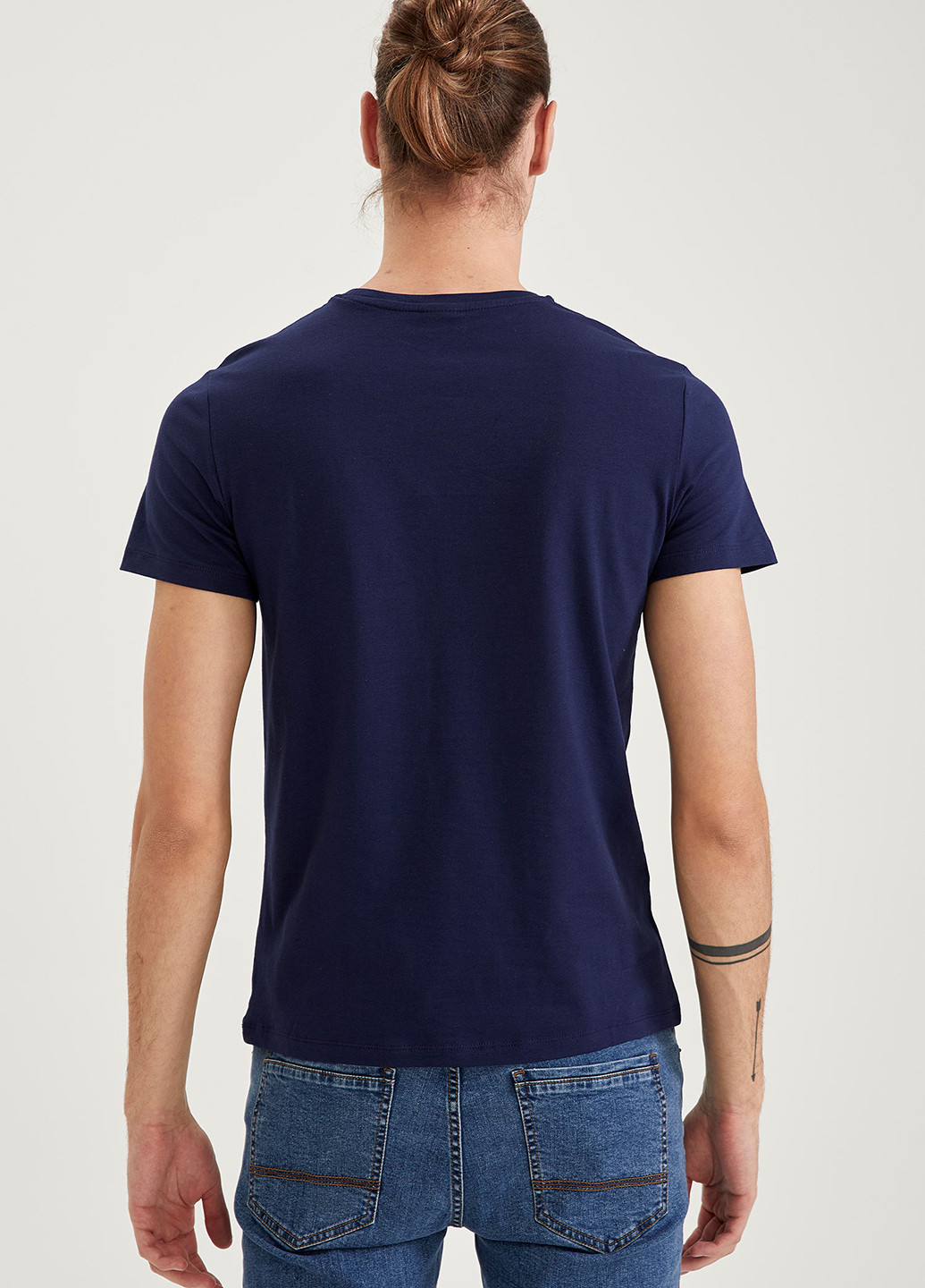 Темно-синя літня футболка DeFacto