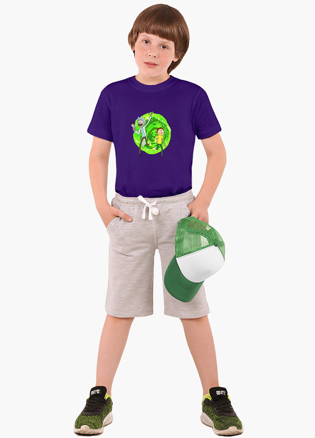Фіолетова демісезонна футболка дитяча рік і морті (rick and morty) (9224-1240) MobiPrint