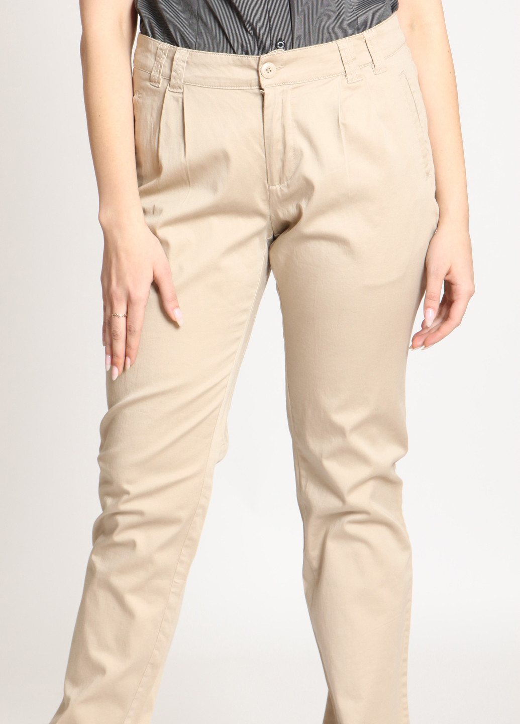 Светло-бежевые кэжуал демисезонные брюки Vila
