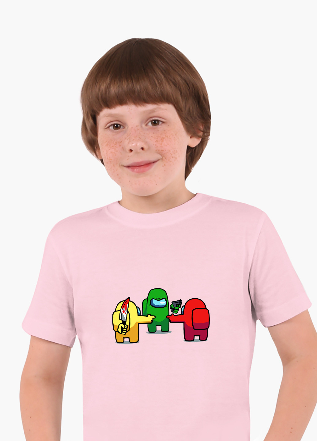Розовая демисезонная футболка детская амонг ас (among us)(9224-2425) MobiPrint