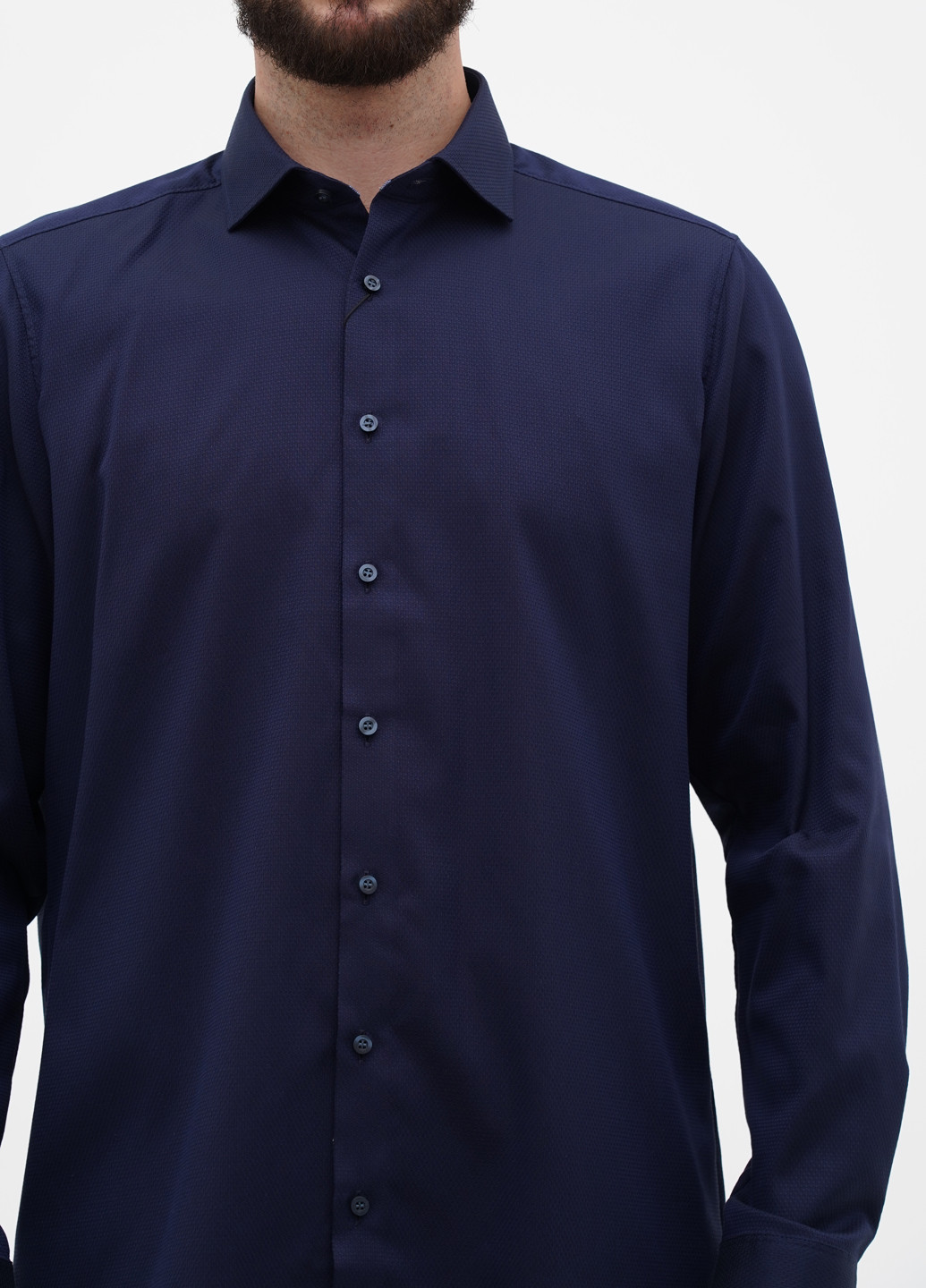 Темно-синяя классическая, кэжуал рубашка однотонная OLYMP Level Five