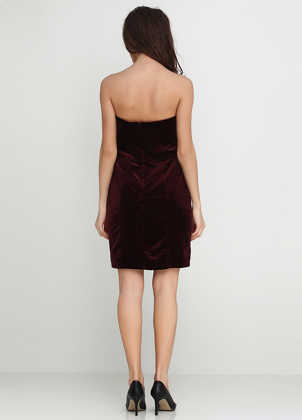 Темно-бордовое коктейльное платье короткое H&M однотонное