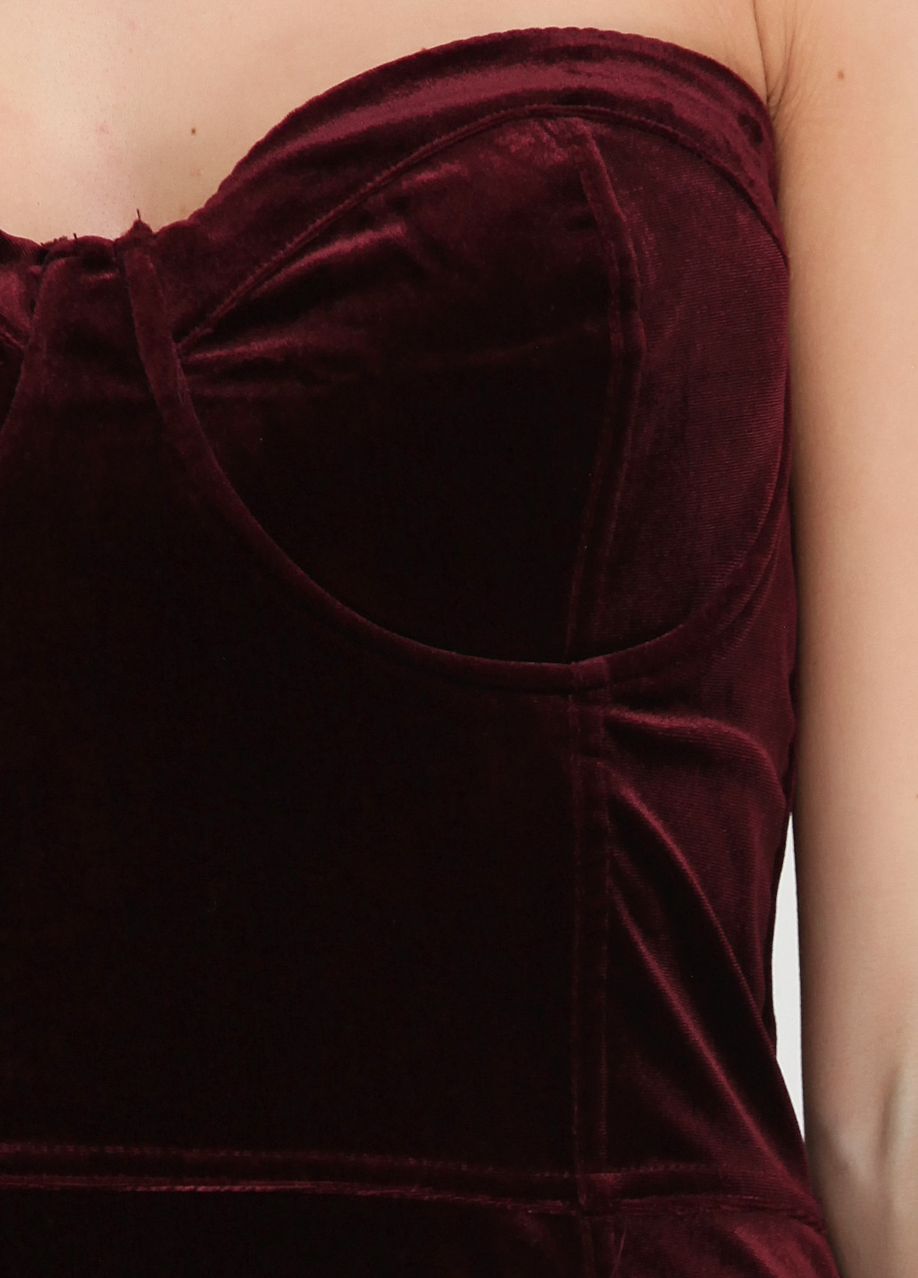 Темно-бордовое коктейльное платье короткое H&M однотонное