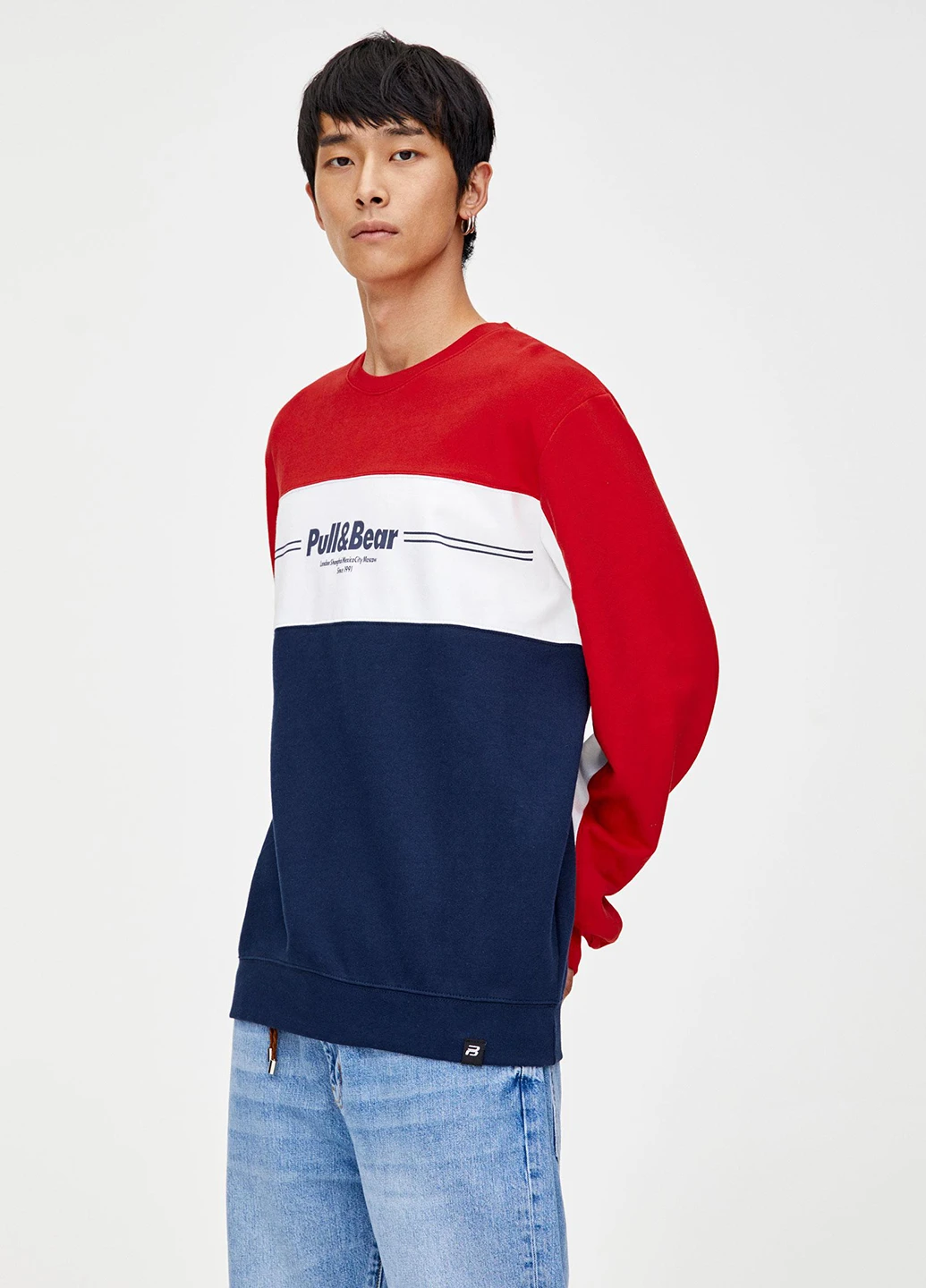 Комбинированный свитшот Pull & Bear надпись без декора (252197391)