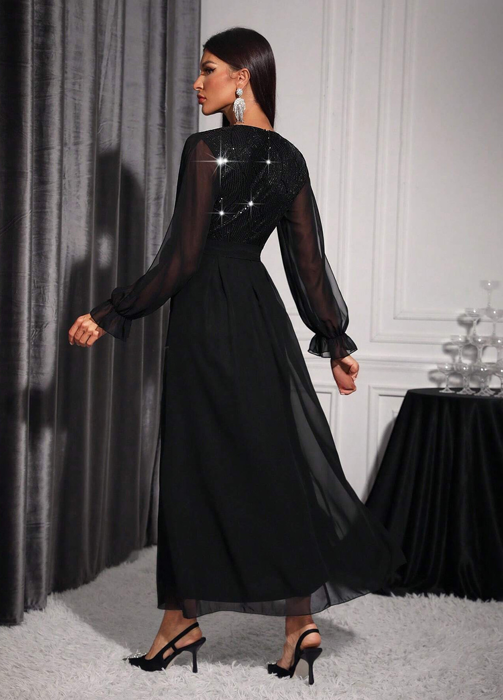 Черное откровенный платье SHEIN однотонное