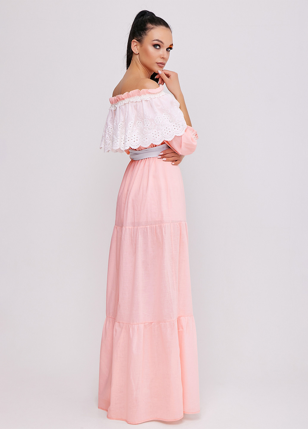 Світло-рожева кежуал сукня з відкритими плечима ST-Seventeen однотонна