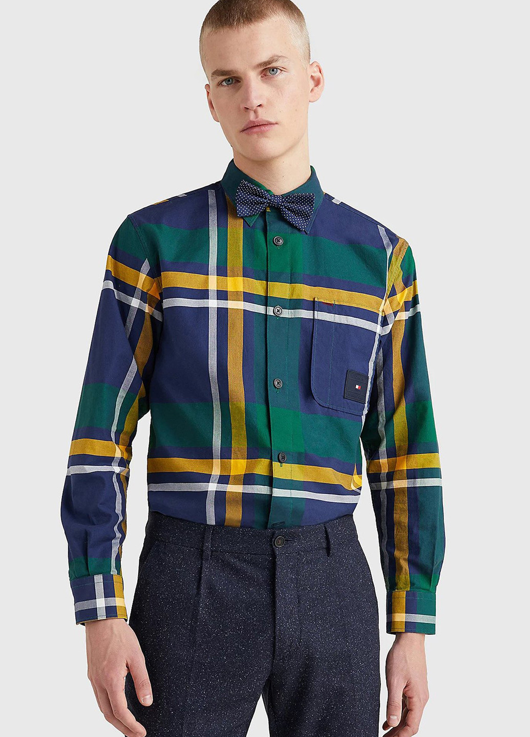 Зеленая кэжуал рубашка в клетку Tommy Hilfiger