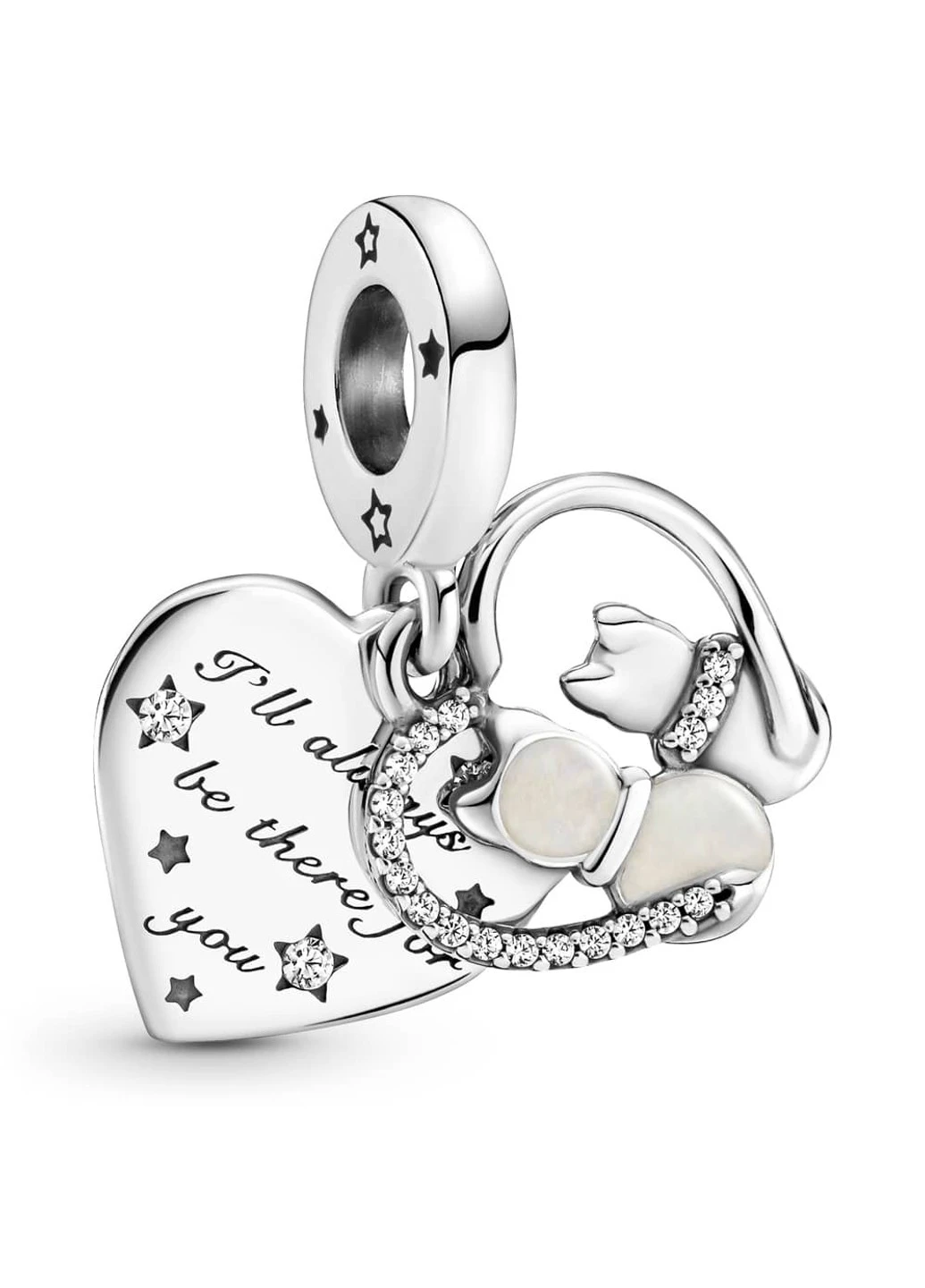 Срібний намистина для браслета Пандора Cats & Hearts Dangle Charm No Brand (252432271)