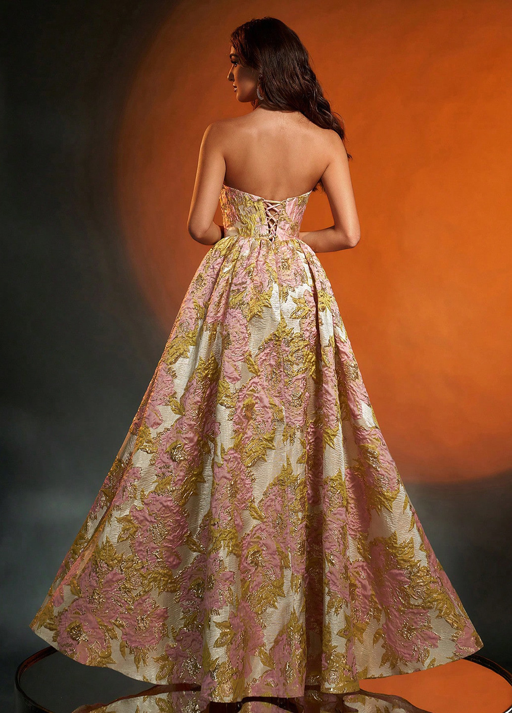 Комбінована святковий, вечірня сукня з відкритими плечима, з відкритою спиною SHEIN з квітковим принтом