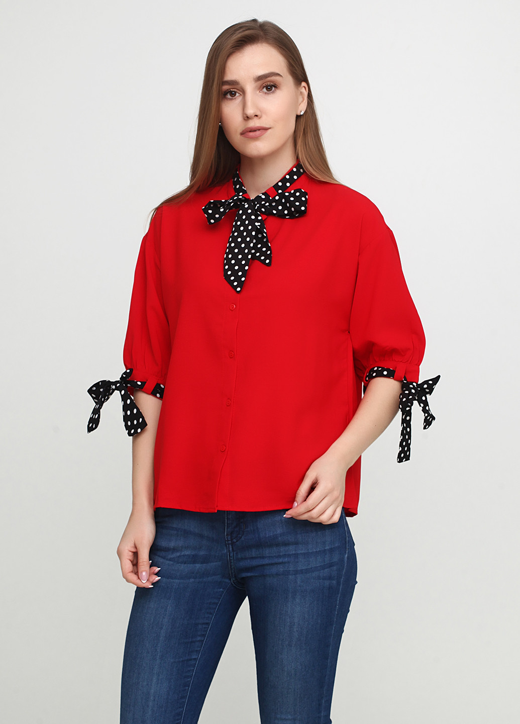 Красная демисезонная блуза Azaka