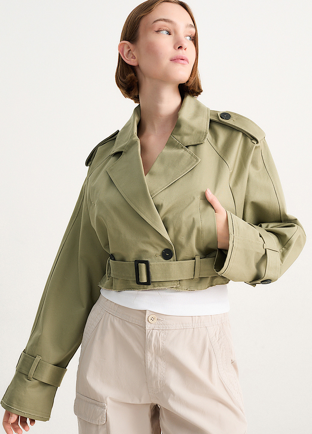 Сіро-зелена демісезонна куртка косуха C&A