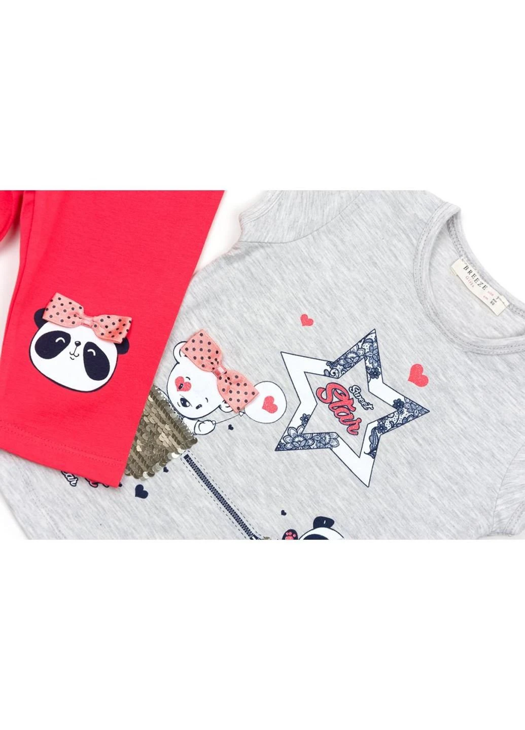 Кораловий набір дитячого одягу sweet star (12091-80g-gray) Breeze
