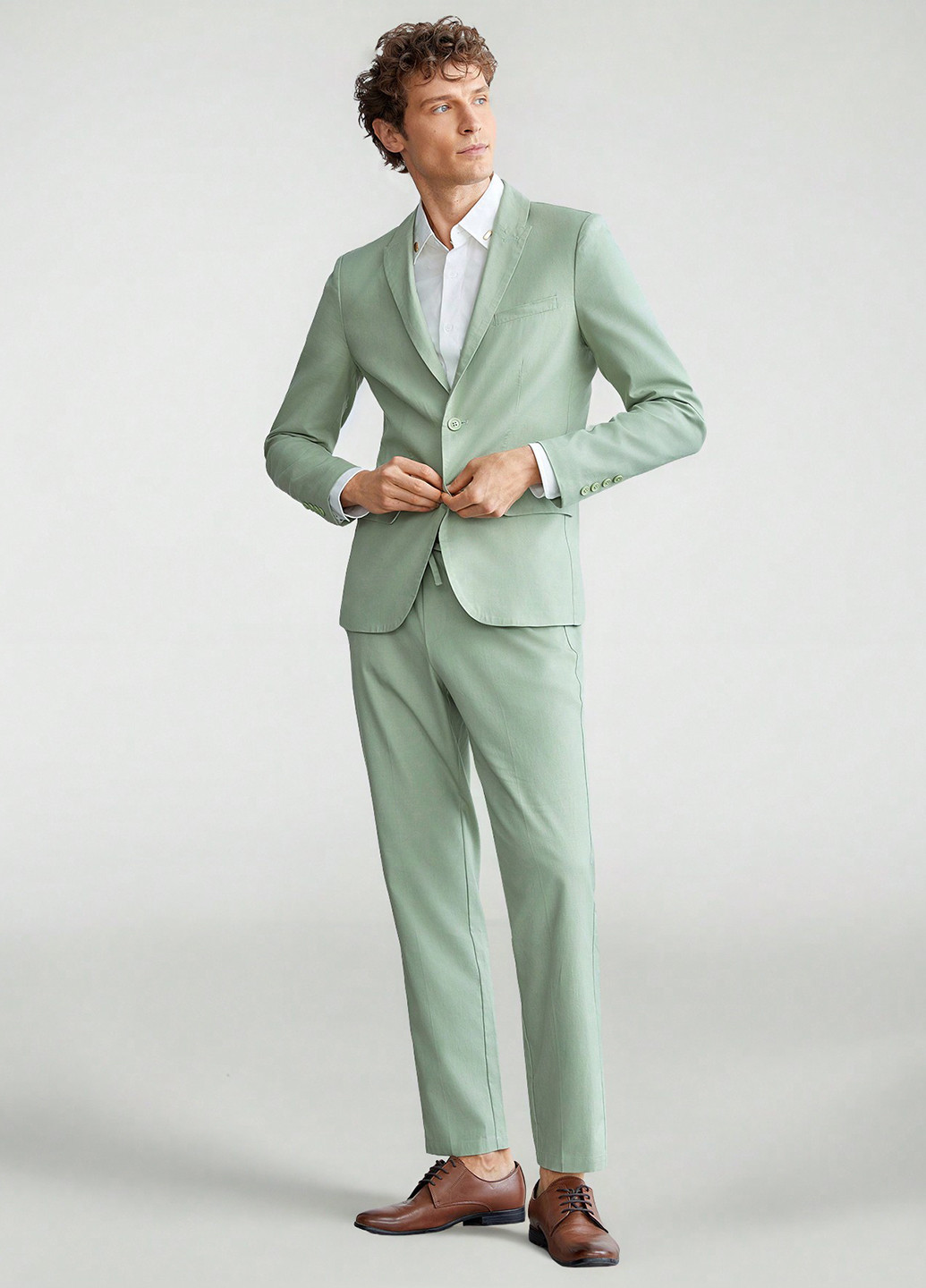 М'ятний демісезонний костюм (піджак, штани) брючний SHEIN