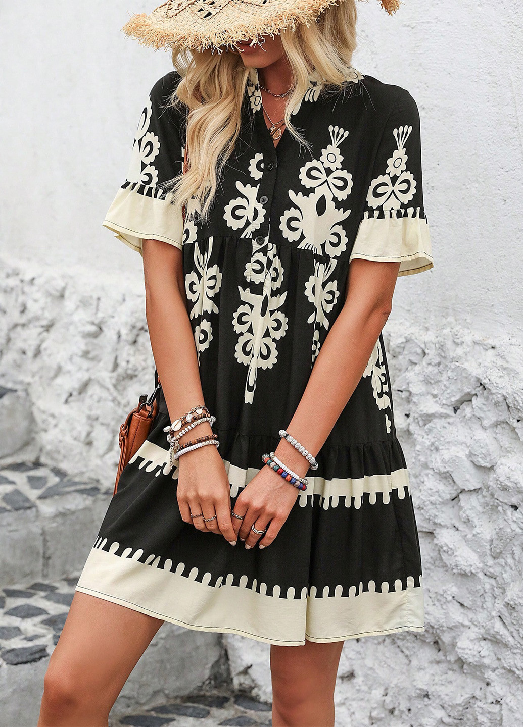 Чорна кежуал сукня а-силует SHEIN з орнаментом