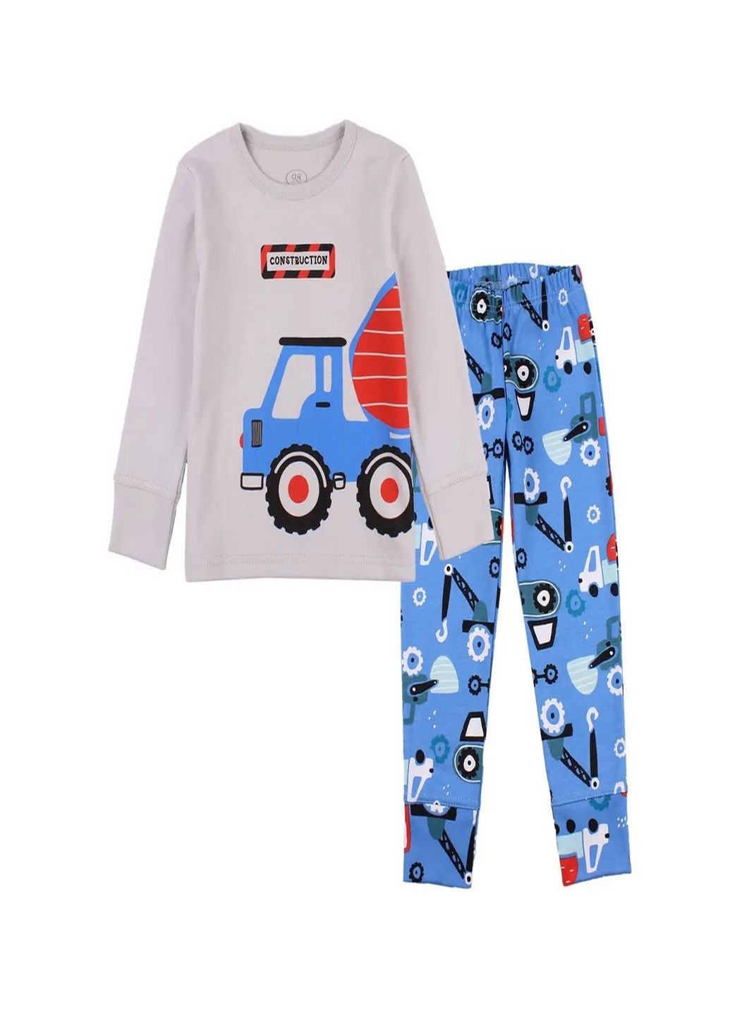 Серая всесезон пижама для мальчика (трактор) Фламинго Текстиль
