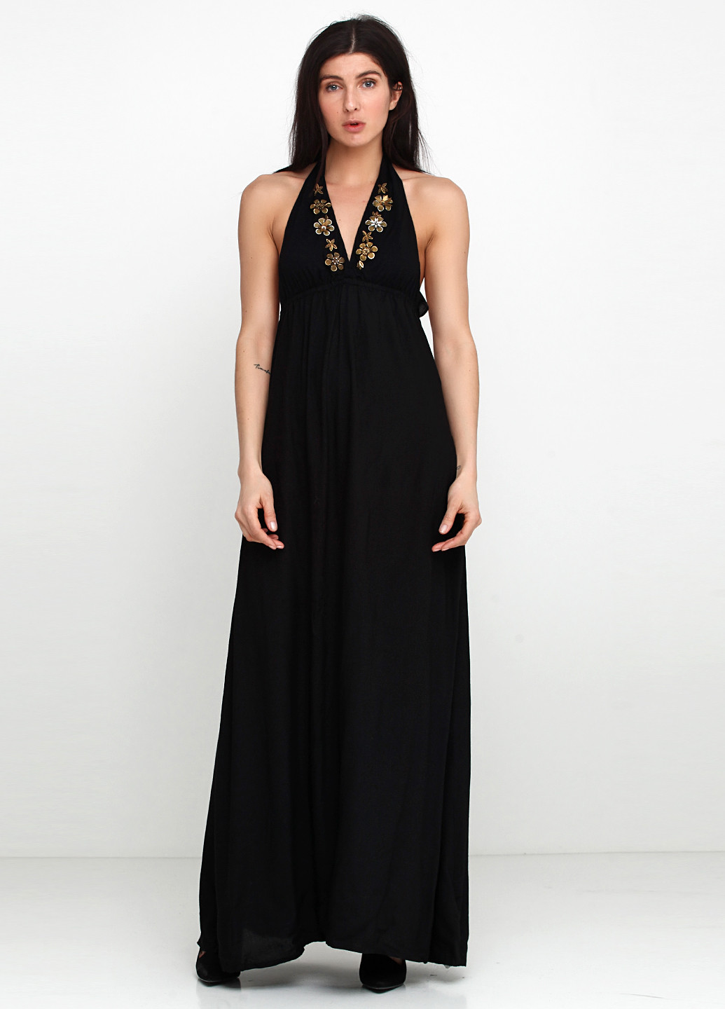 Чорна кежуал плаття, сукня Zara з орнаментом