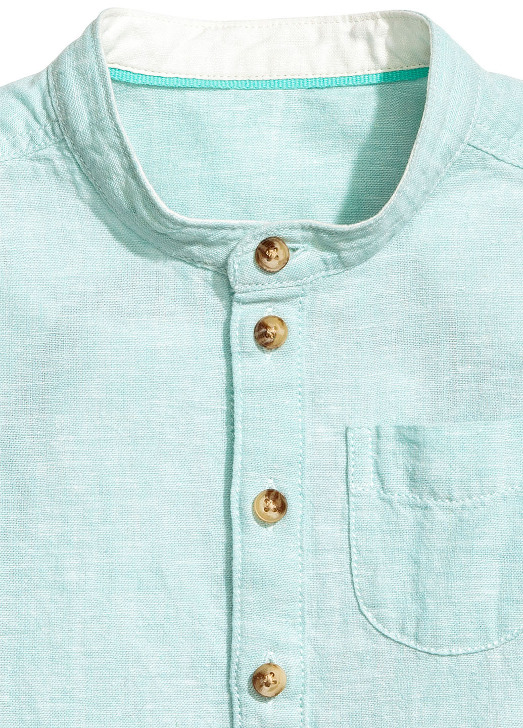 Мятная кэжуал рубашка однотонная H&M с длинным рукавом