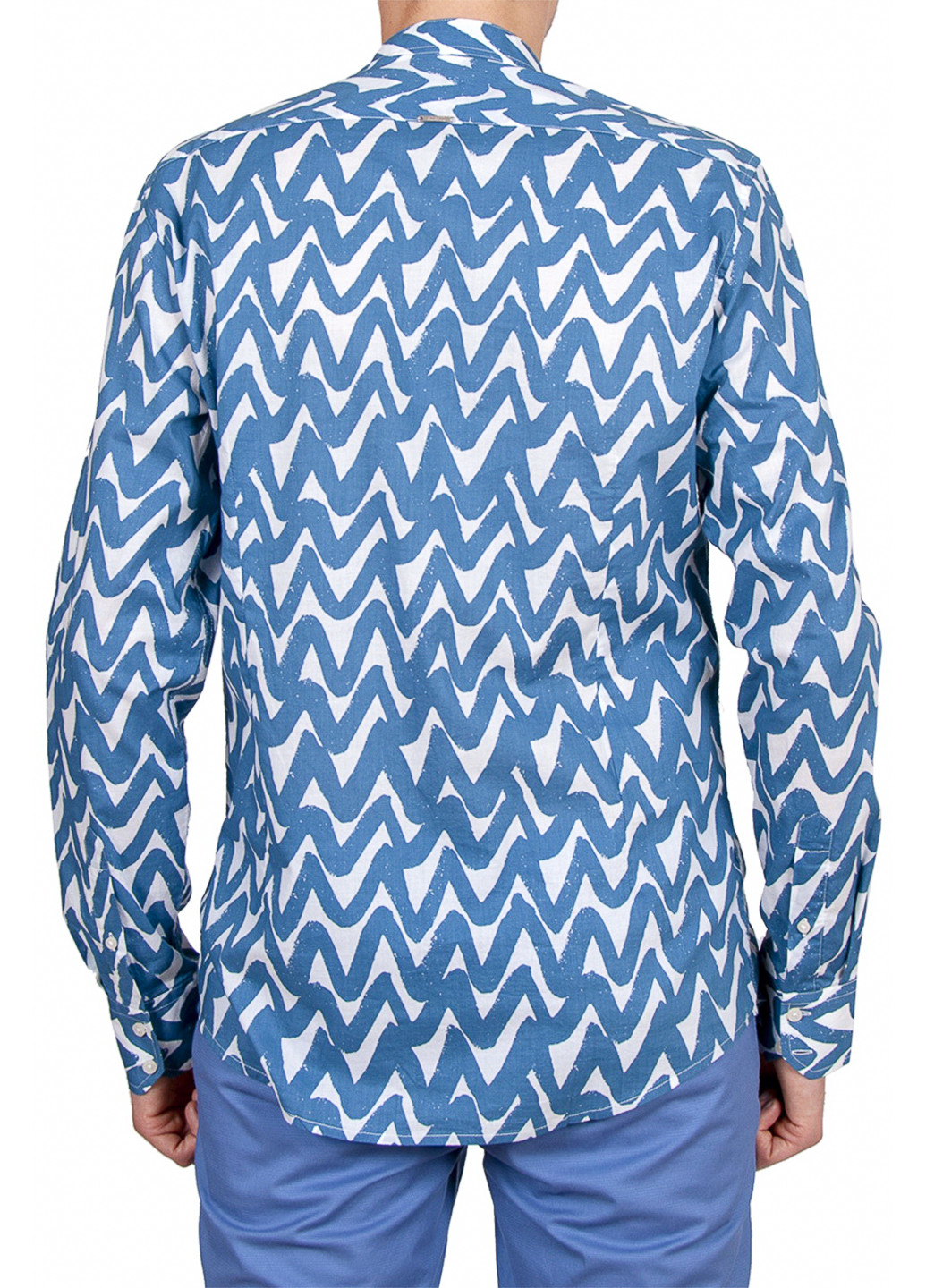 Синяя рубашка с геометрическим узором Antony Morato