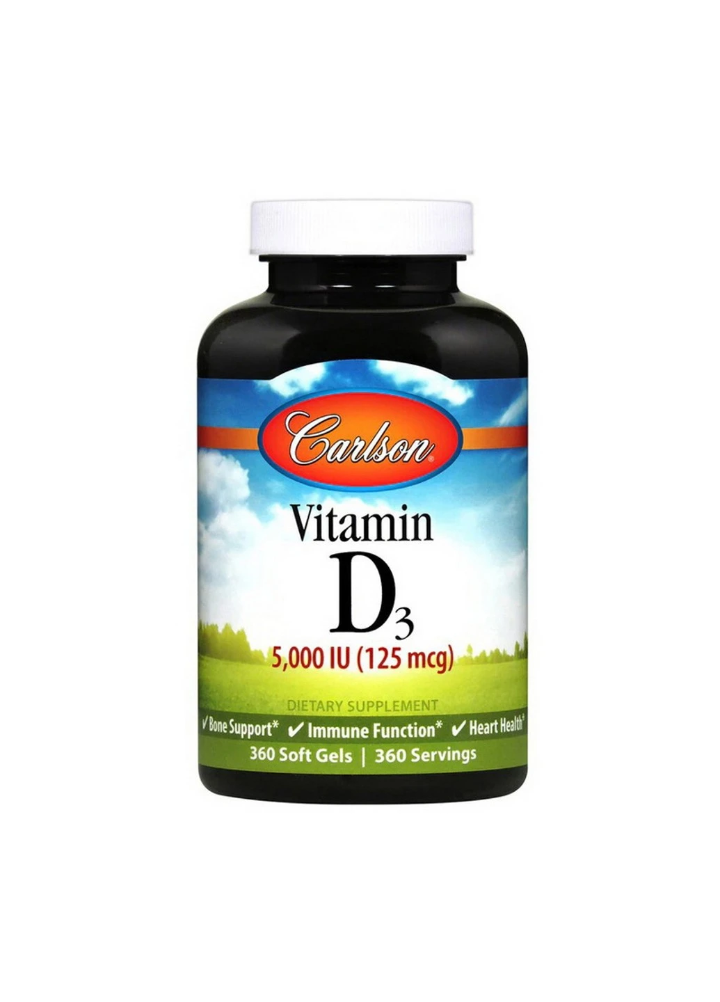 Вітамін D3 Vitamin D3 5000 IU 360 капсул Carlson Labs (255409668)